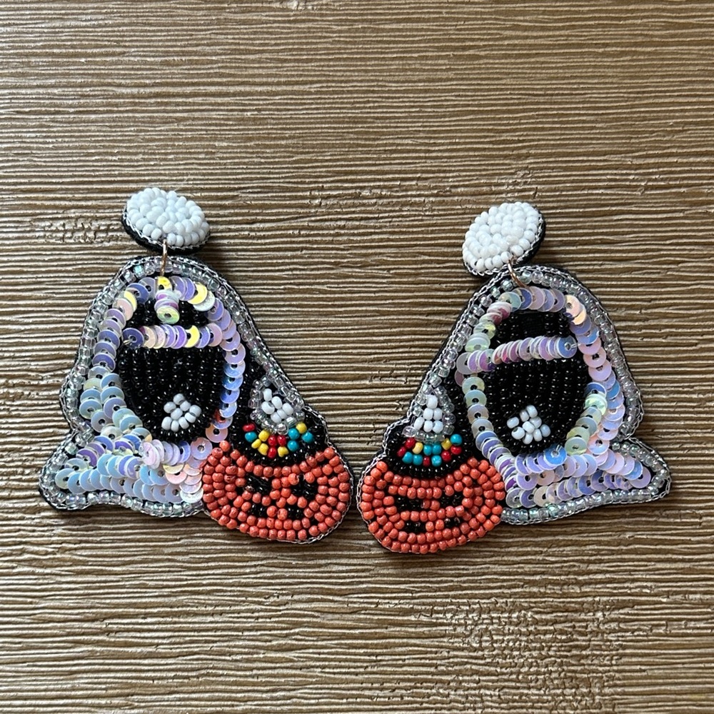 Halloween Ghost Colorful Beaded Earrings
